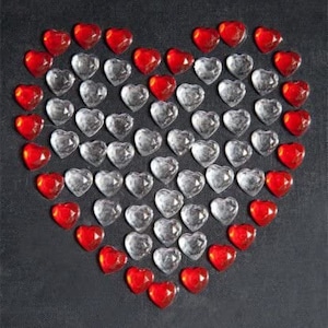 CraftbuddyUS 70pcs 8mm Self Adhesive Diamante Red and Clear Heart Rhinestone Gems