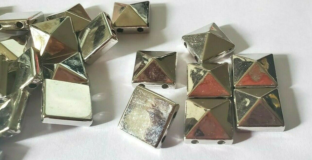 Metal Studs,50/100 White Square Metal Pyramid Studs for Clothing Shoes Bags  Purses Leathercraft Decoration,DIY 9x9mm