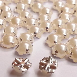  200pcs Sewing Pearl Beads ， Sew on Pearls for Clothes, Crafts  Pearls with Silver Claw, Half Round Sew on Beads White Pearls(Silver Claw,  8mm 200pcs) : Arts, Crafts & Sewing