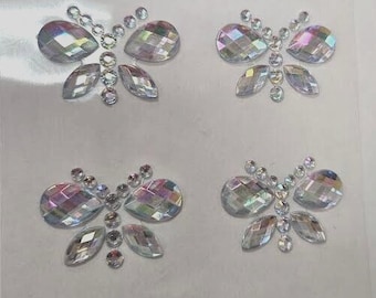 CraftbuddyUS 8pcs 35X22mm AB Clear Butterfly Self Adhesive Rhinestone Gems, DIY
