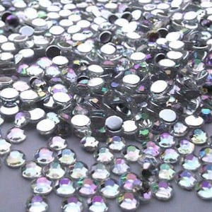 CraftbuddyUS 1000pcs 5mm Ab Clear Flat Back Diamante Crystal Rhinestone Gems