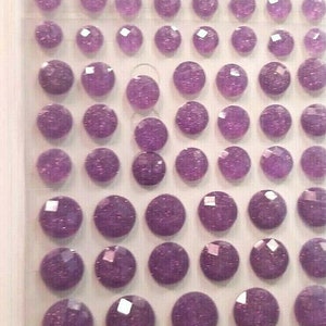 CraftbuddyUS 62pcs x 8,10,12,14mm LILAC Individual FACETED Self Adhesive Gems