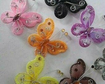 Mariposas colgantes de alambre de nailon de colores surtidos de CraftbuddyUS, 20 unidades, para manualidades y adornos