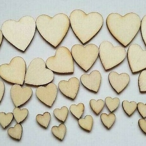 CraftbuddyUS 50 Assorted Wooden Heart Wedding Decoration Embellishments