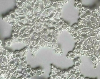 Craftbuddyus 10pcs 3 inch White Lace Fabric Flower Patches, DIY, Craft, trims