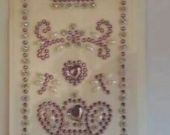 CraftbuddyUS Rhinestone/Pearl Assorted Self Adhesive Sticker Gems, Crown, Craft Jewels LILAC