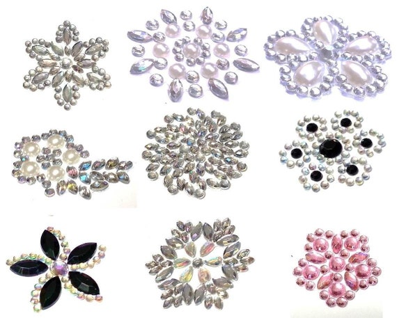40 x Self Adhesive Gems Clear AB Round Diamante Rhinestones Acrylic  Crystals Stick on Gems Card Making Embellishment