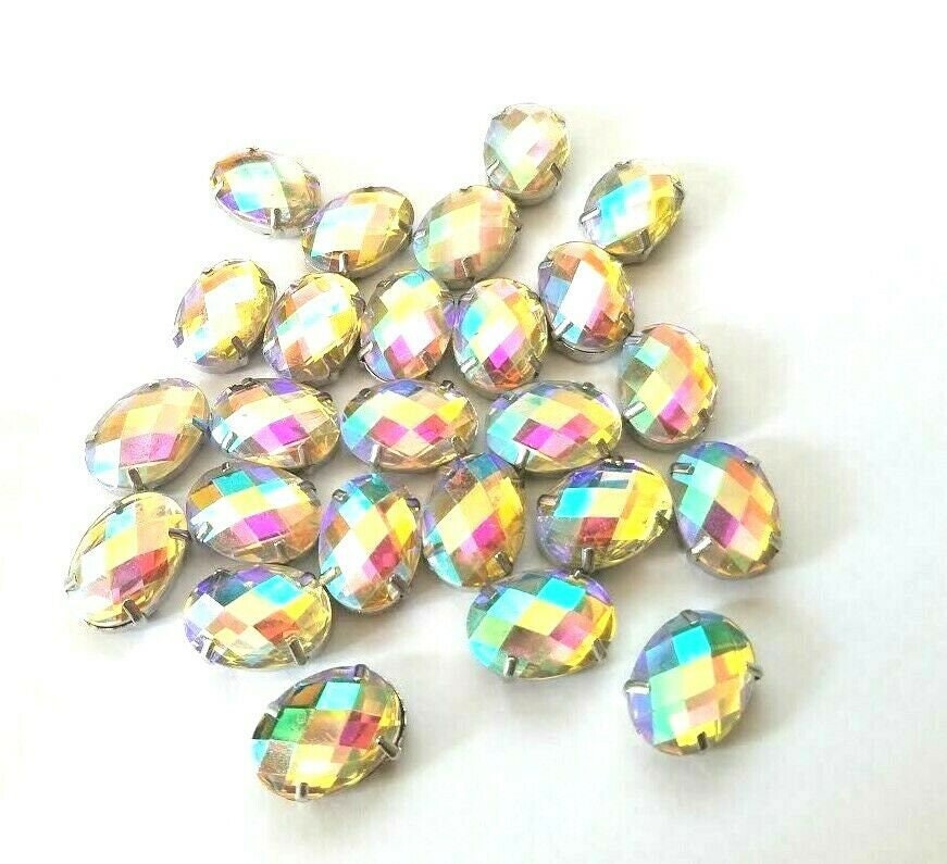 CraftbuddyUS 50pcs 13X18mm Sew on Acrylic Oval Diamante Rhinestone Crystal Gems CraftbuddyUS 50pcs 13X18mm Sew on Acrylic Oval Diamante Rhinestone Crystal Gems