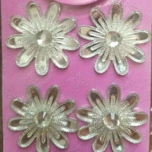 CraftbuddyUS DBG03CL Set of 4 Daisies Clear, Self Adhesive Gems, DIY, Cards