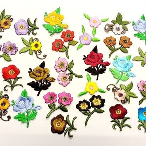 Craftbuddyus 10 Iron on Stick, Sew on Fabric Flower Motifs, Craft, Sewing,  Embroidery Patches 