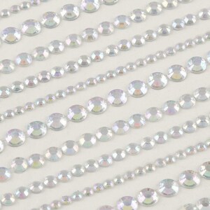 CraftbuddyUS 32 Assortd Stripes of 3,4,5,6mm Stick On AB  Clear Rhinestone Gems, Craft, DIY