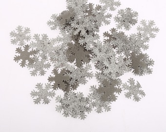 CraftbuddyUS 100 x 30mm Fabric Silver Snowflakes Wedding Party Craft