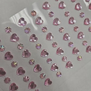 CraftbuddyUS, 96 pièces AB, coeurs roses et fleurs en strass, 8 mm et 10 mm, DIY, Artisanat