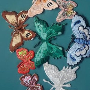 CraftbuddyUS 10 Iron On, Stick on Fabric Butterfly Motifs, Craft, Sewing, Embroidery, Patches image 3