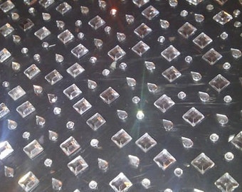 CraftbuddyUS 300 pcs Clear Round Square Teardrop Self Adhesive Diamante  Stick On Gems
