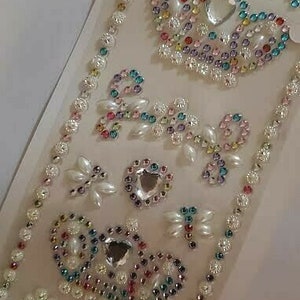 CraftbuddyUS Rhinestone/Pearl Assorted Self Adhesive Sticker Gems, Crown, Craft Jewels MULTI