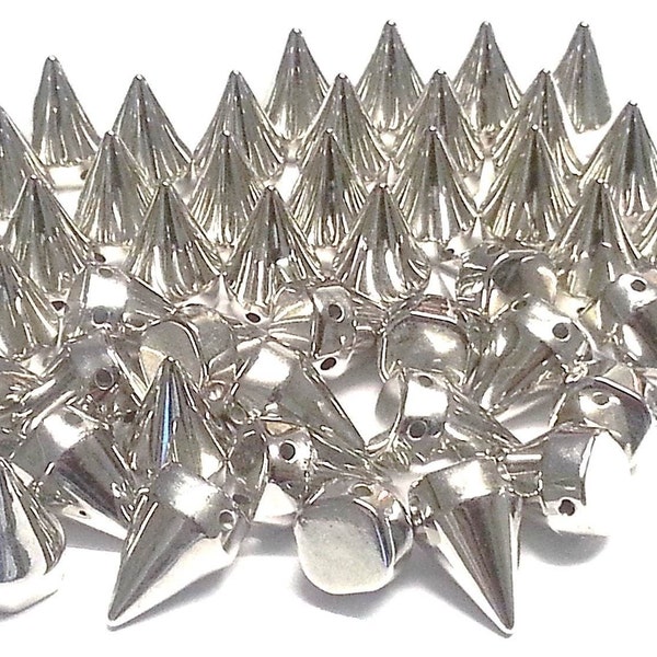 CraftbuddyUS 25pcs 25mm Silver Acrylic Cone Spikes sew On Studs