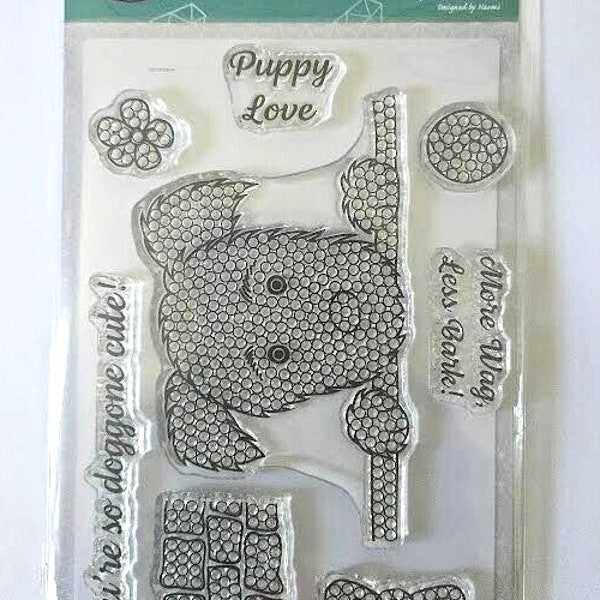Craft BuddyUS CCST87: Craft Buddy Crystal Art Puppy Love A6 Stamp Set