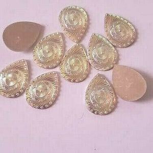 CraftbuddyUS 10pcs x 25mm AB CLEAR Design TEARDROP FlatBack Diamante Resin Gems