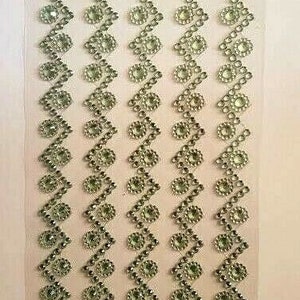 CraftbuddyUS 5 bandes rondes auto-adhésives en strass en zigzag, Menthe, DIY, Artisanat
