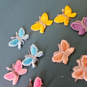 CraftbuddyUS 10pcs (0.75 x 0.50in) Iron On Fabric Butterfly Embroidery Patches,DIY