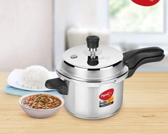 Pigeon Pressure Cooker - 3 Quart Inox Stainless Steel Outer Lid Induction Base - Cook delicious food in less time - 3 Liter