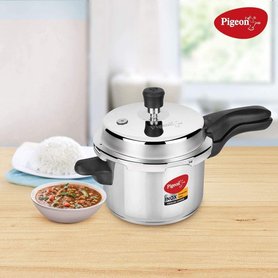 Pigeon Pressure Cooker 3 Quart Inox Stainless Steel Outer Lid Induction  Base Cook Delicious Food in Less Time 3 Liter 