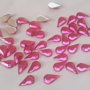 CraftbuddyUS 50pcs 13x8mm Flatback Teardrop Acrylic Rhinestone Gems, DIY