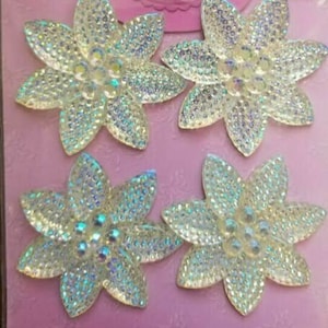 CraftbuddyUS DBG03SW Set of 4 Pretty Petals AB Clear, Self Adhesive Gems, DIY, Cards