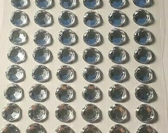 CraftbuddyUS 60 pcs 10mm Clear Individual Faceted Self Adhesive Rhinestone Gems