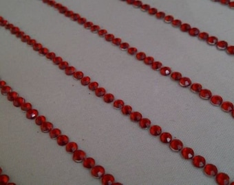 CraftbuddyUS - Tiras de diamantes de imitación autoadhesivas rojas de 3 mm (220 unidades) para manualidades