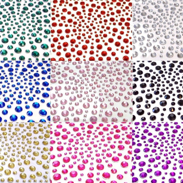 325 2,3,4 and  5mm Self Adhesive Diamante Stick on Rhinestone Gems, Crafts, Scrapbooking