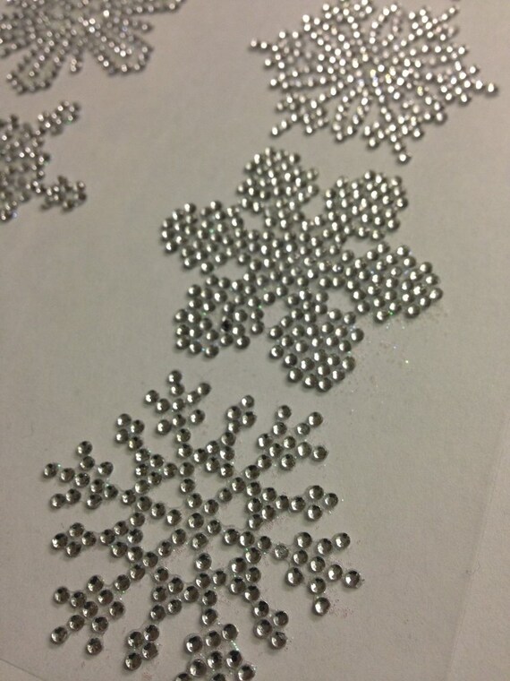 6 X Large Snowflake Rhinestone Stickers Embellishments Sparkly