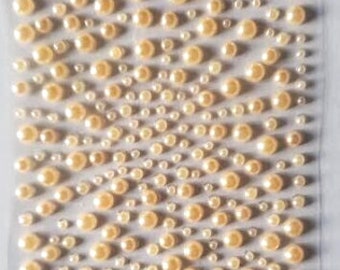 CraftbuddyUS 325 Self Adhesive Peach Pearl Diamante Stick On Rhinestone Gems