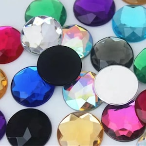 CraftbuddyUS 30pcs 20mm Mixed Color Round Acrylic Flatback Gems, DIY