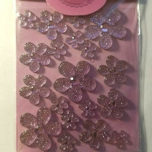 Gemas de flores silvestres lilas autoadhesivas DBG08L-19 de CraftbuddyUS, manualidades DIY