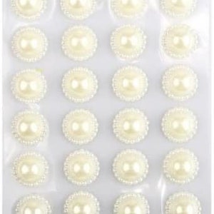 CraftbuddyUS CB102WP: 24 peças de enfeites de pérolas autoadesivos de 16 mm
