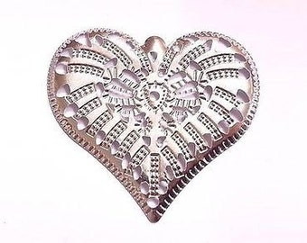 CraftbuddyUS 20pcs 44mm Decorative Metal Filigree Hearts Wedding Invitation Stick on Toppers