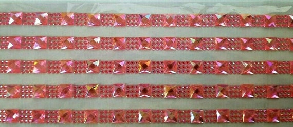 Craftbuddyus 5 Self Adhesive Rhinestone Strips, Color AB CERISE 