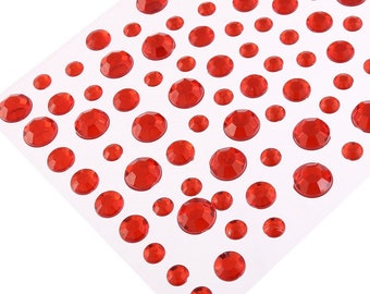 CraftbuddyUS 6,8,10mm-Large Red Self Adhesive Diamante Stick en gemas de pedrería