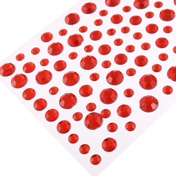 CraftbuddyUS 6,8,10mm-Large Red Self Adhesive Diamante Stick on Rhinestone Gems