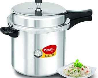 Pigeon Pressure Cooker-12 Quart - Deluxe Aluminum Outer Lid Stovetop & Induction, 12liters. Cook delicious food in less time and more