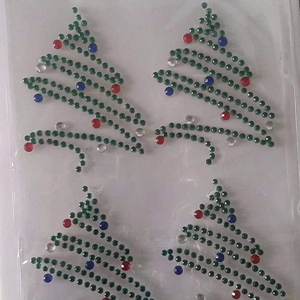 CraftbuddyUS XM08 4pc 50mm Christmas Tree Diamante Self Adhesive Gem Rhinestones