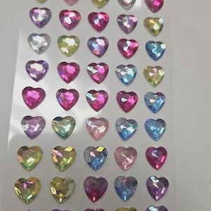 Crafters Square Pop Up 3D Gemstone Stickers Scrapbooking Blue & Pink Hearts