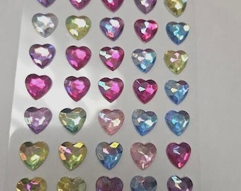 CraftbuddyUS 60 stuks 12 mm zelfklevend GEMENGDE kleuren HARTEN strass edelstenen, knutselen