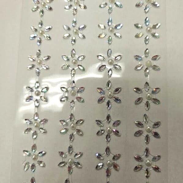 CraftbuddyUS 52pcs 18mm Crystal Self Adhesive AB Clear FLOWERS Diamante Rhinestone Gems