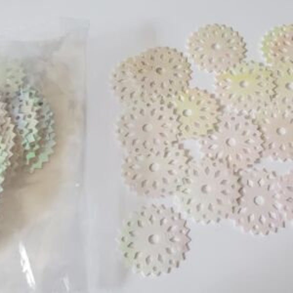 CraftbudyUS 100pcs 29mm Shiny Plastic AB White Circle,  Table Confetti, Craft, DIY, Decorations