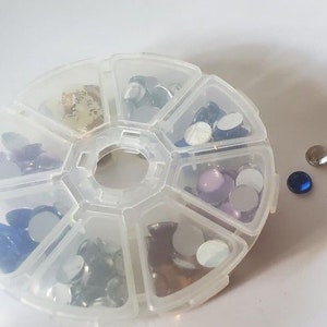 CraftbuddyUS 200pcs 10mm Flatback Acrylic MIXED Half Round Rhinestone Gem in a box, DIY, Craft