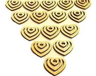 CraftbuddyUS 30pcs 25mm laser gesneden houten hart met gat kaart toppers, craft