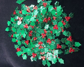 Adornos Navideños De Hojas De Acebo - 100 Piezas, Verdes Con Bayas Rojas, Para Decorar